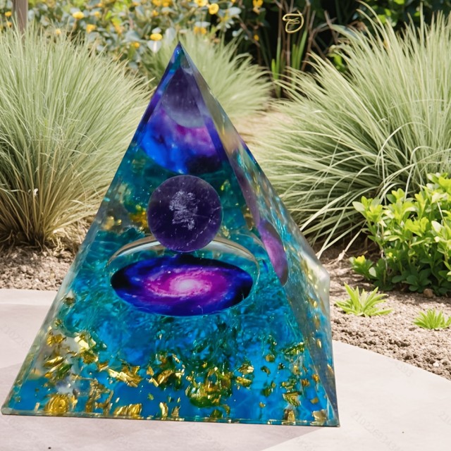 Orgonitna piramida “Galaksija” z ametistom 5 cm