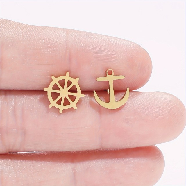 Elegantni vtični uhani s sidrom 2 barvi