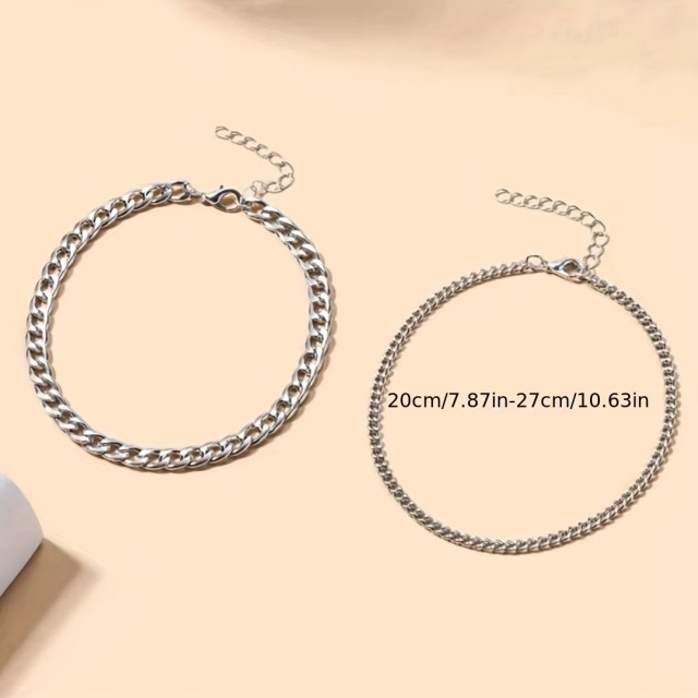 2 kosa zapestnic za gleženj s kubansko verižico