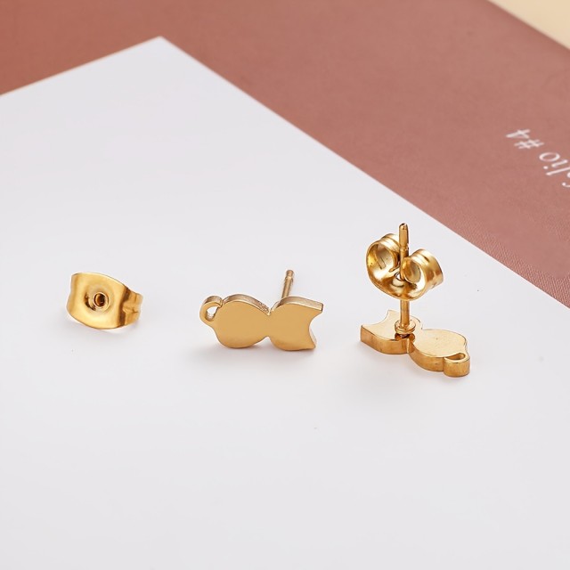 Prikupni uhančki z mucko nerjaveči 3 barve