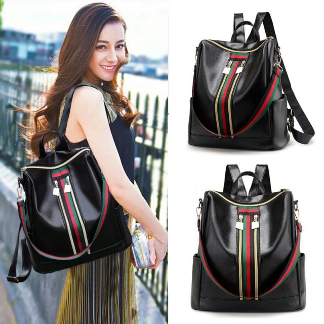 Nahrbtnik črn usnjen 