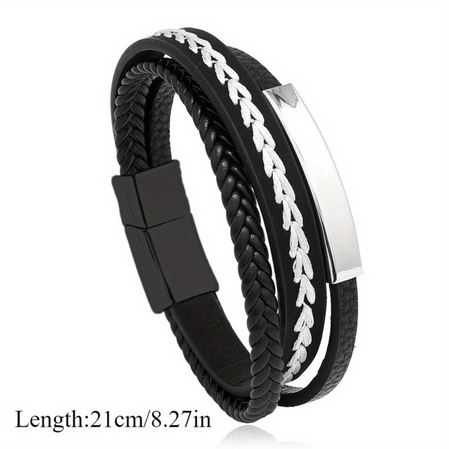 Personalizirana moška večplastna pletena zapestnica z vezanim vzrocem