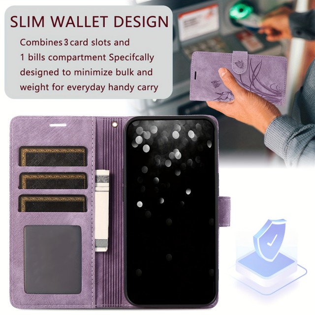 Preklopni usnjeni ovitek s cvetjem za iPhone 16