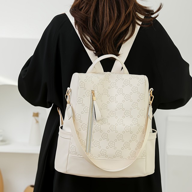 Elegantni bež cvetlični nahrbtnik