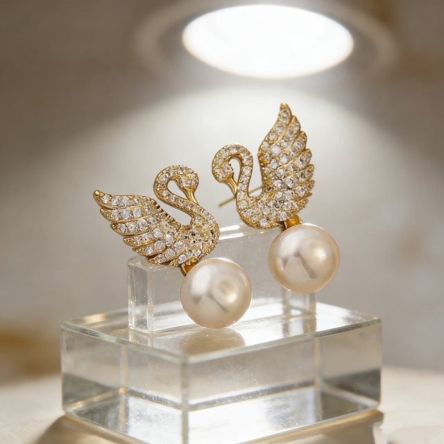 Elegantni uhani v obliki laboda 