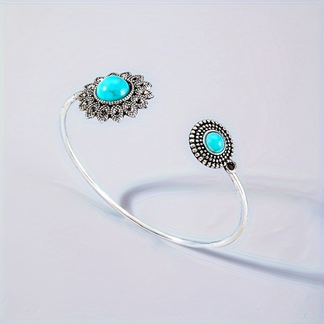 Boemska zapestnica z modrim turkiznim cvetom