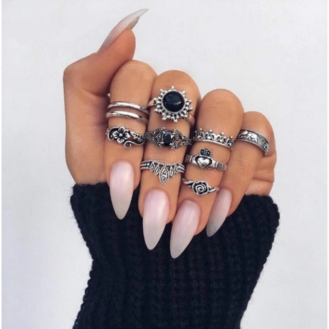 Komplet prstanov v antik srebrni barvi, 4985