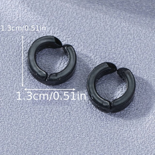 Moški okrogli uhani v črni ali srebrni barvi brez prebadanja