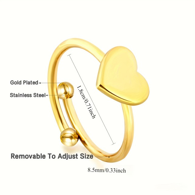 Nastavljiv odprt prstan z zlatim srcem