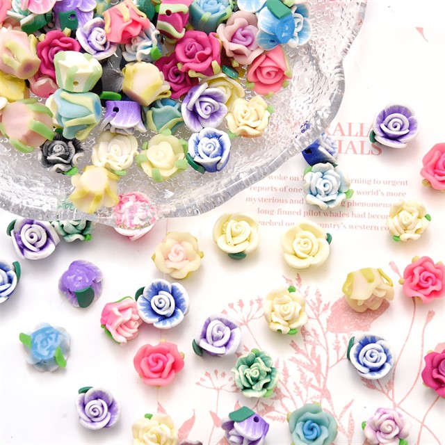 Fimo perle vrtnice – mešane barve – 50 kosov