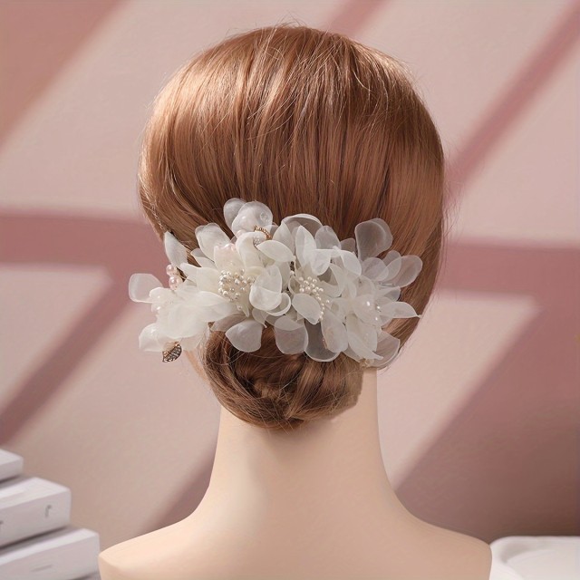 Poročna lasna sponka s cvetličnim motivom