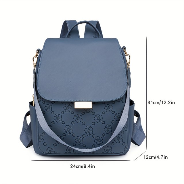 Elegantni črn ženski nahrbtnik s cvetličnimi detajli 