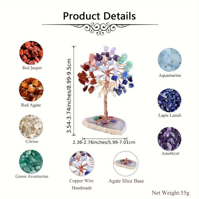 Ročno izdelano drevo življenja iz naravnih kamnov – Ametist