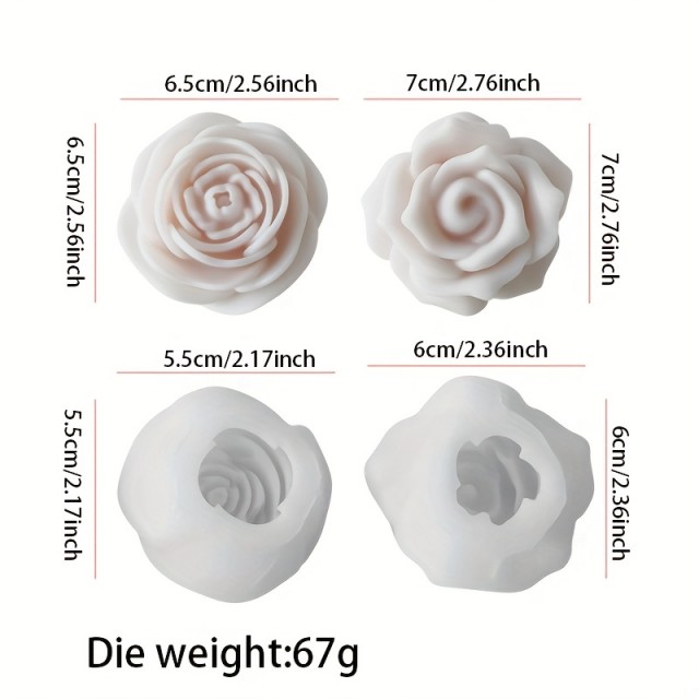 2 kosa 3D Silikonski modeli za sveče s cvetnim motivom