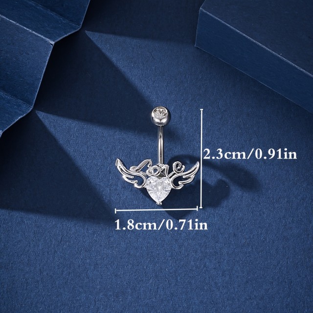 Uhan za popek srce s krili 