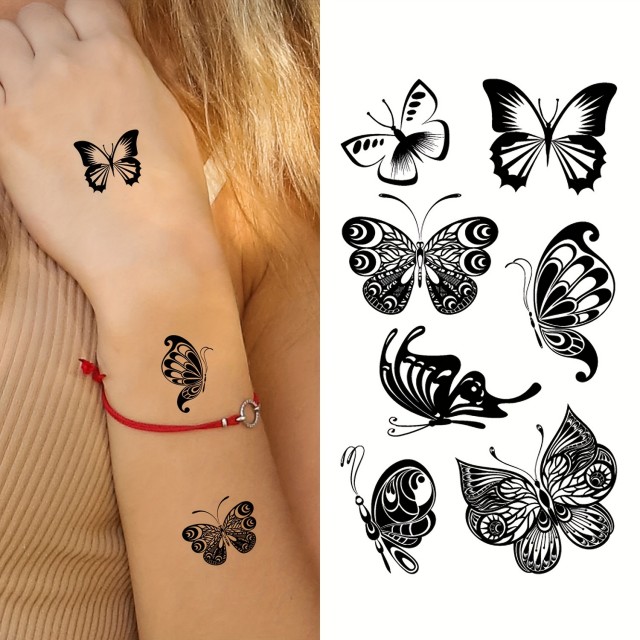 163 tattoo nalepk z vzorcem črnega metulja