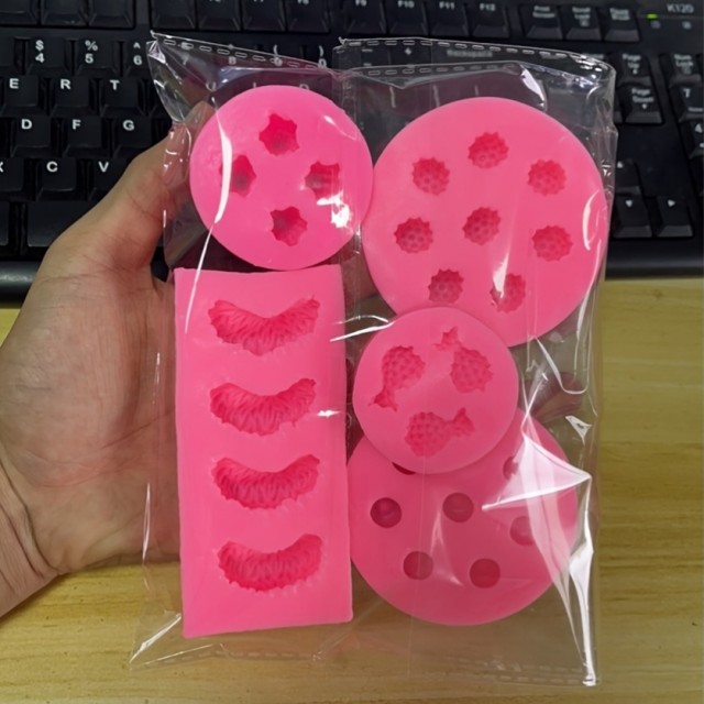 Komplet 5 silikonov v obliki sadja za mila in sveče