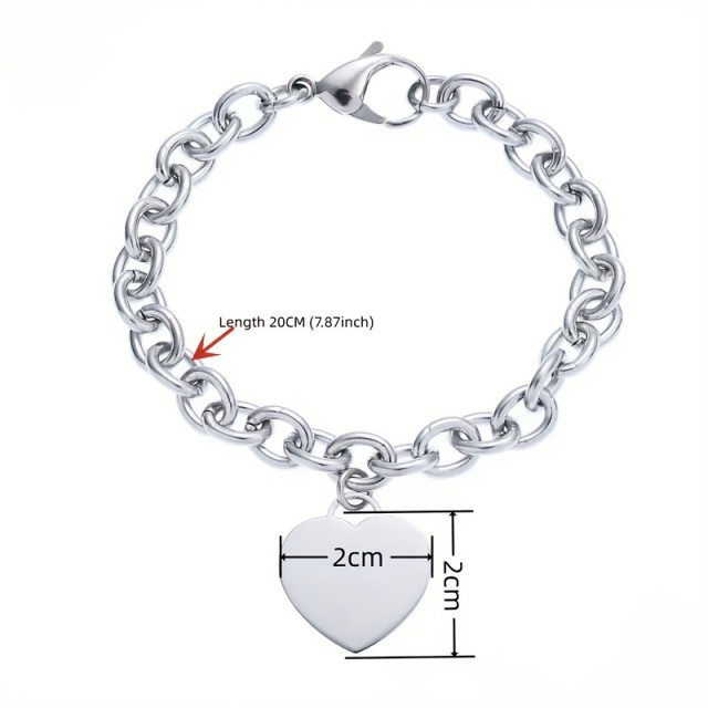 Personalizirana zapestnica z obeskom srca in gravuro po želji