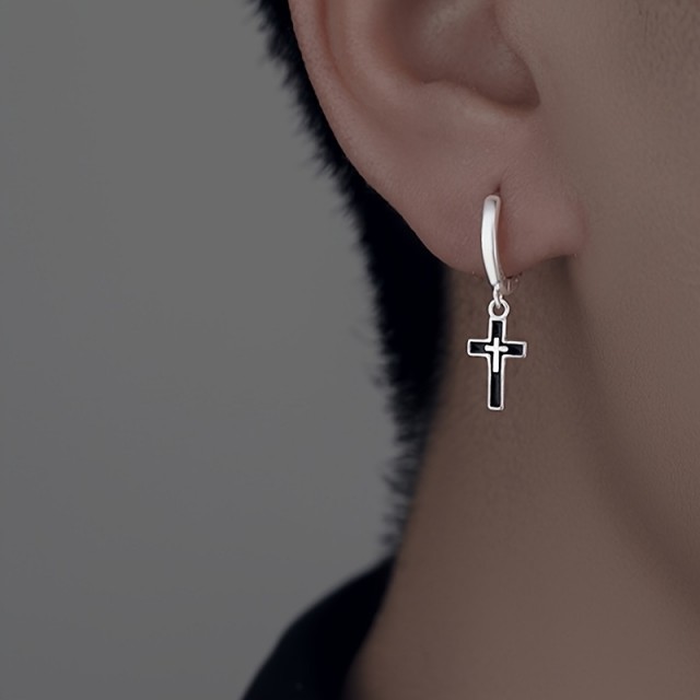 Moški viseči uhani nerjaveče jeklo križ