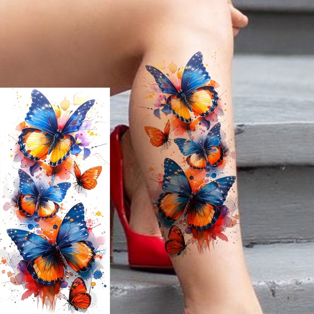 Tatu nalepka začasna z motivom pisanih metuljev