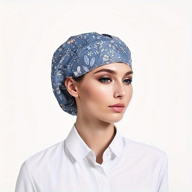 Zračna raztegljiva kuharska kapa s cvetličnim vzorcem