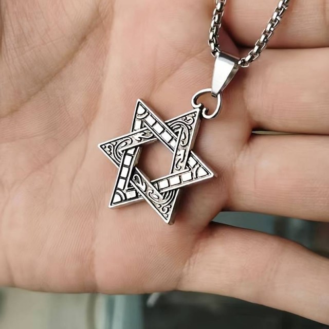 1 kos moške retro verižice s heksagramom