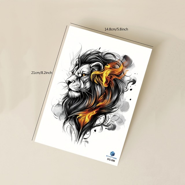 Vodoodporna začasna tetovaža z ognjeno levinjo