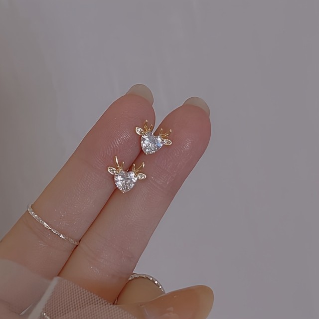 Mini vtični uhani v obliki jelenčka