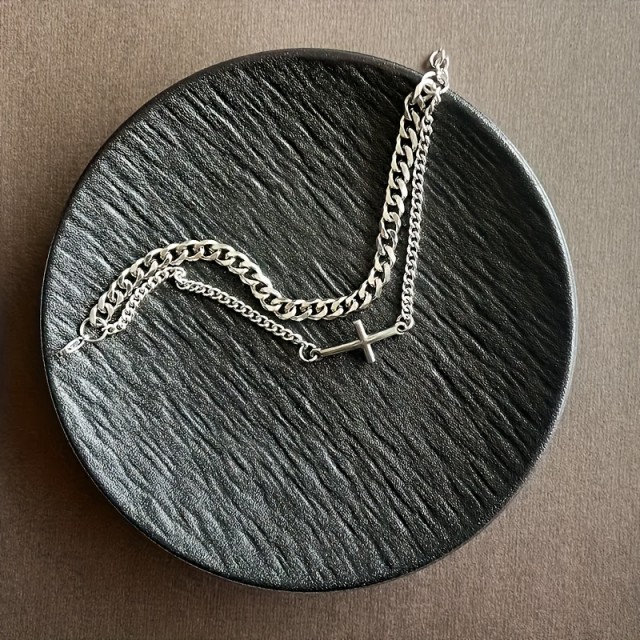 Zapestnica s križem in verigo nerjaveče jeklo