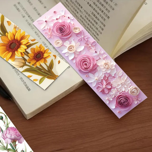 Komplet 32 knjižnih kazal s cvetličnimi motivi