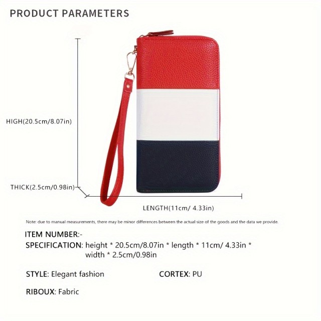 Ženska tribarvna denarnica z zadrgo