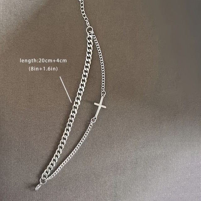 Zapestnica s križem in verigo nerjaveče jeklo