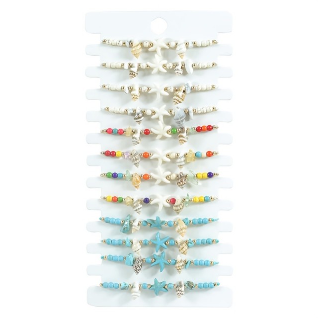 3 delni poletni komplet z zapestnicami iz školjk