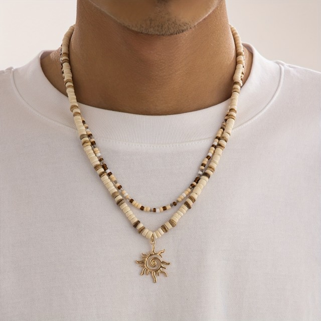 Bohemski komplet verižic iz kokosovega lesa