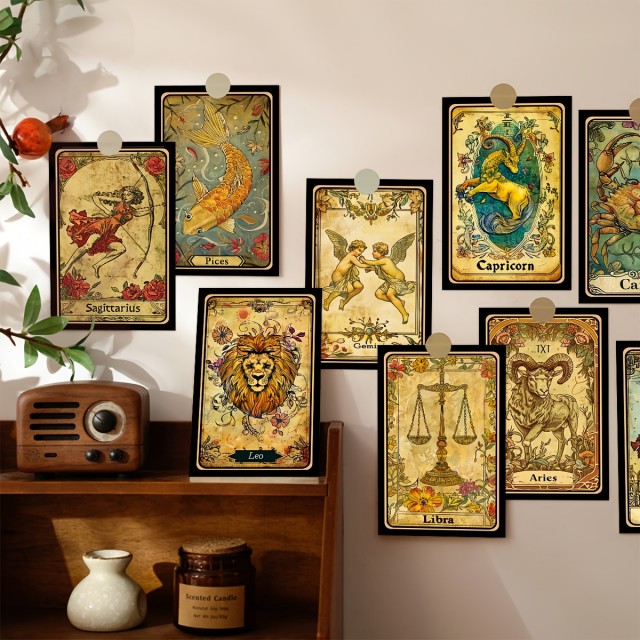 Astrološke Zodiakalne Karte – Vintage Stenski Orakelj 