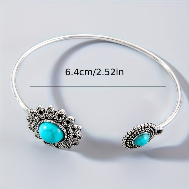 Boemska zapestnica z modrim turkiznim cvetom