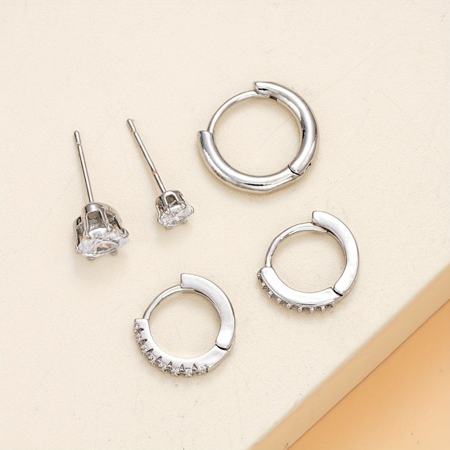 Komplet 5 uhanov za hrustanec srebrne barve