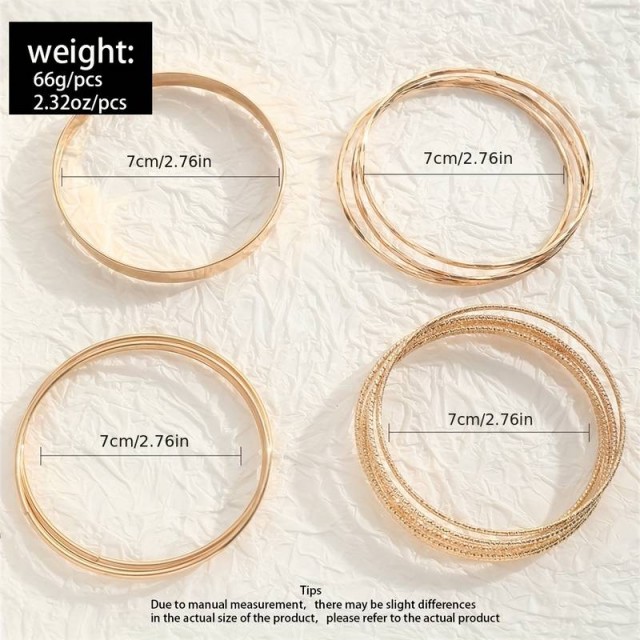 Komplet 14 tanjših zapestnic v zlati barvi