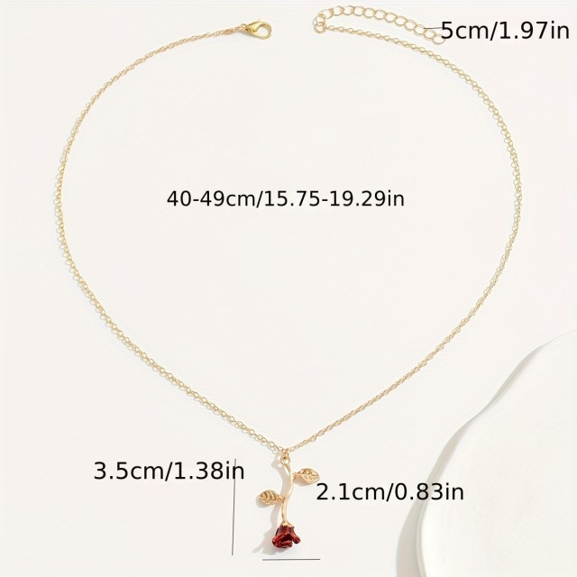 Romantična ogrlica z obeskom v obliki vrtnice