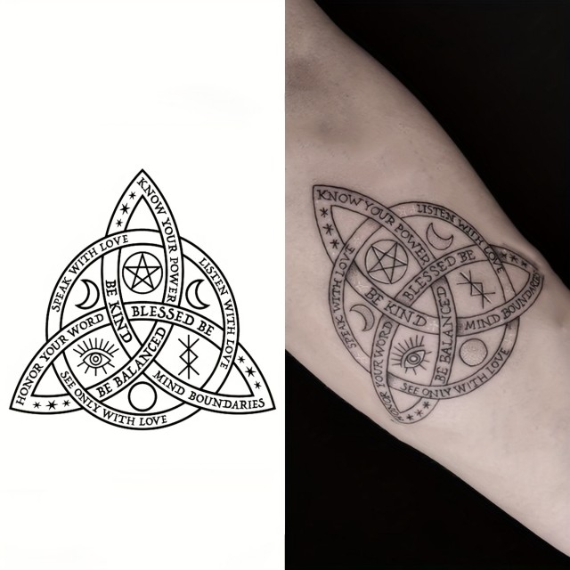 Začasna tattoo nalepka – Triquetra modrosti in zaščite