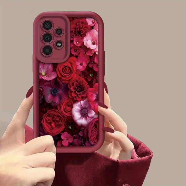 Rdeč cvetlični ovitek za telefon Samsung Galaxy A35