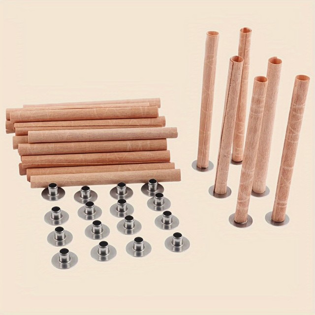 Komplet 30 naravnih okroglih lesenih stenjev in držal  za izdelavo sveč DIY obrt