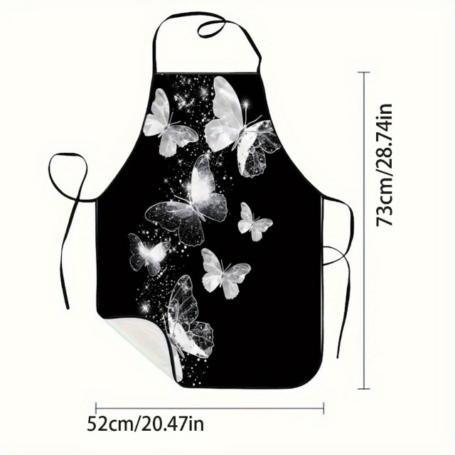 Ženski predpasnik s potiskom metulja na črnem ozadju