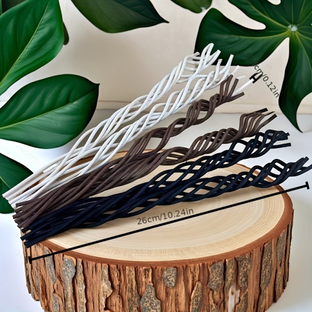 Valovite ratan palčke za difuzor – komplet 6 kosov naravne, rjave, črne