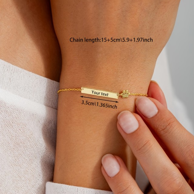 Personalizirana zapestnica s ploščico in tačko ter gravuro po želji 