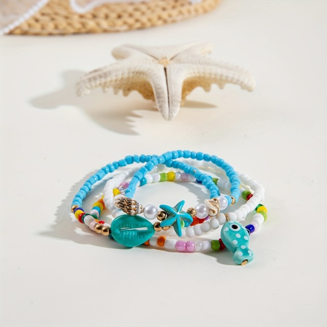 4 delni komplet zapestnic za nogo z ribico