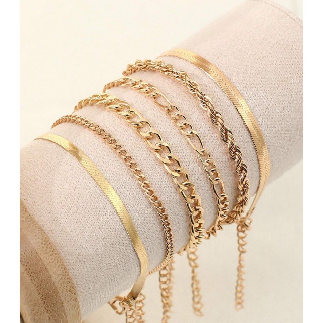 6 delni komplet zapestnic v zlati barvi