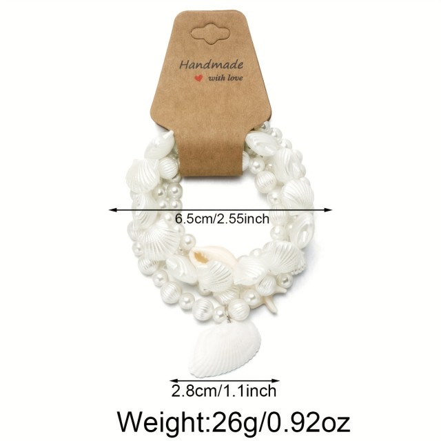 4-delni komplet zapestnic z obeski školjke in morske zvezde