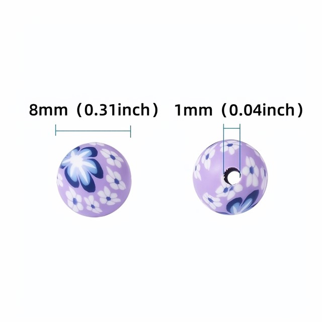 Okrogle fimo perle rožice – barvni miks – 50 kosov