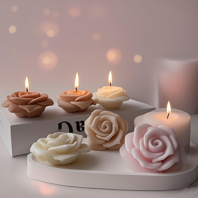 2 kosa 3D Silikonski modeli za sveče s cvetnim motivom